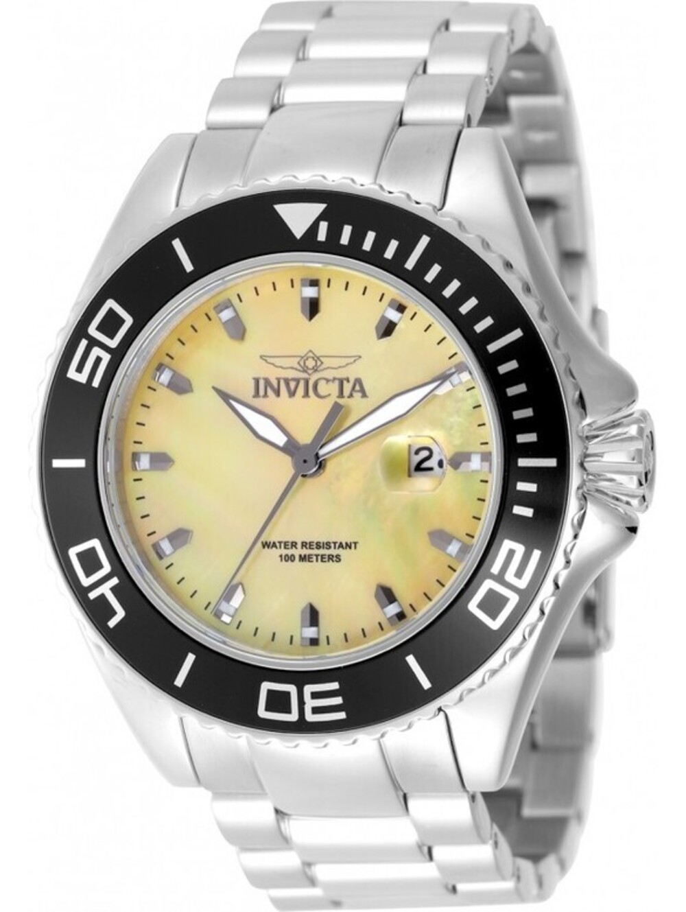 Invicta Men's Stainless Steel Wristwatch with Yellow Dial and Black Bezel